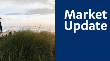 Market Update header image with photo of surfer staring out at the coast